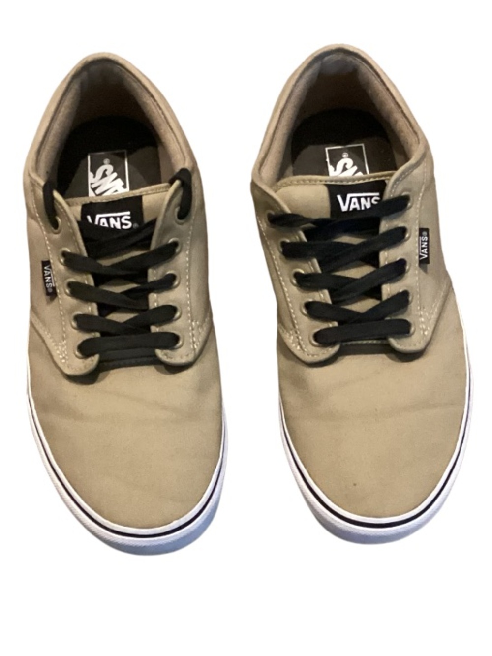 Vans Atwood Low-Top Sneakers in Khaki with Black Laces 12 New